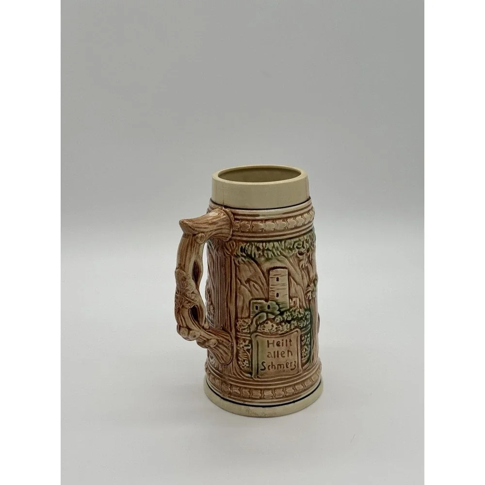 Vintage Six Flags Great Adventure Ceramic Beer Stein Mug Japan German Saying